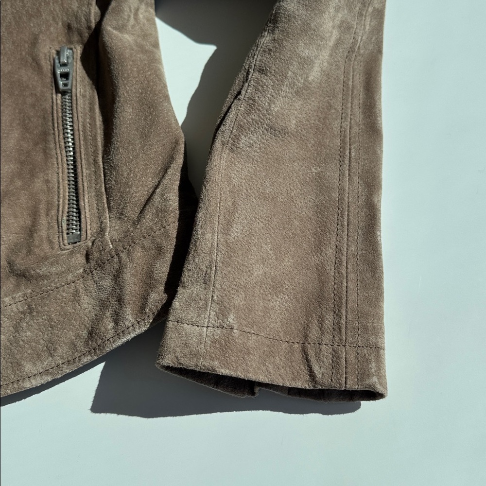 Blank NYC Taupe Light Brown Leather Moto suede Jacket size Small - Picture 5 of 13